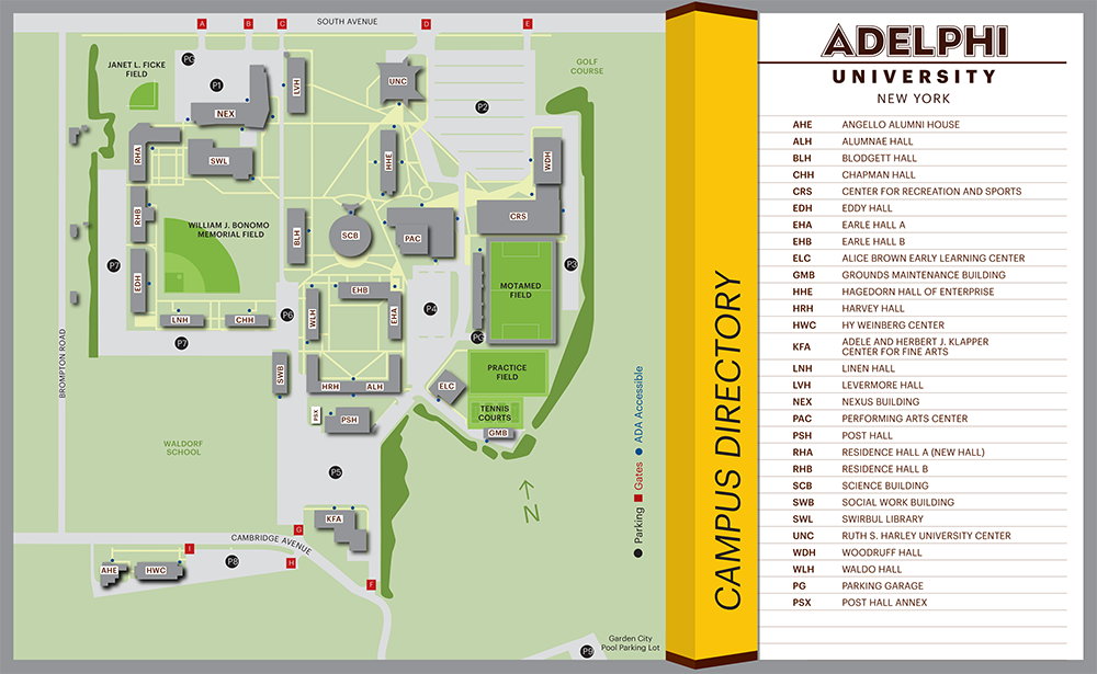 Adelphi University Garden City Campus Map 2D Rendering