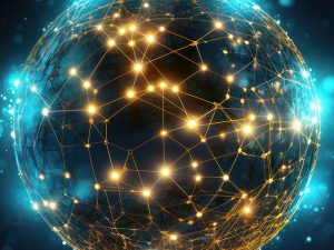 Globe with light connections from country to country