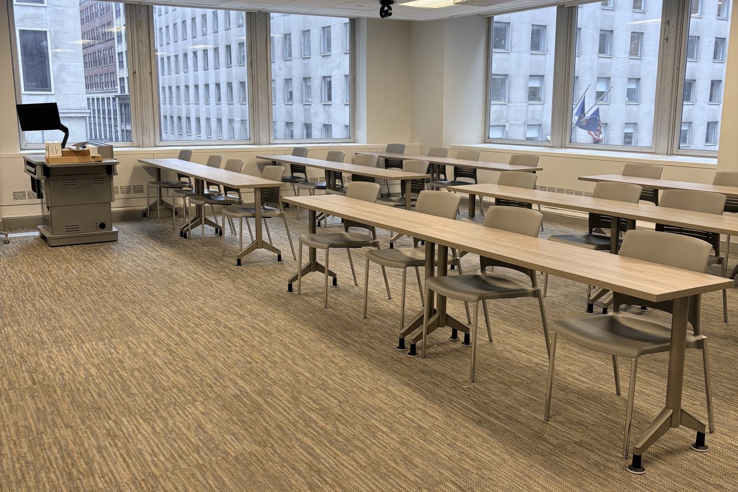 Classroom with table and chairs