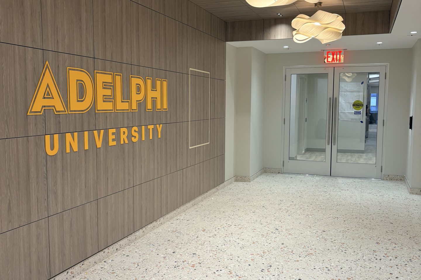 Adelphi sign in the lobby