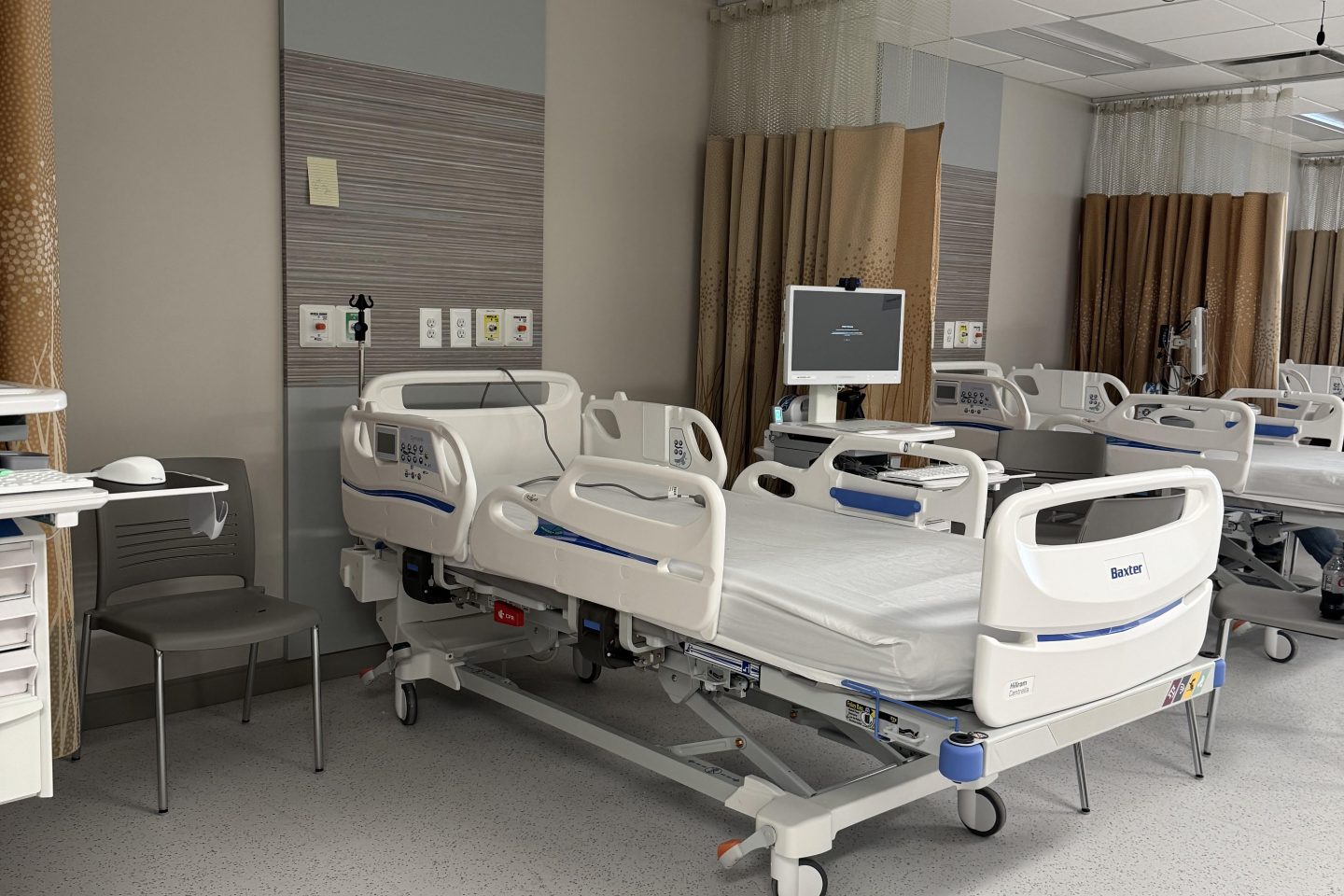 Hospital bed in a room