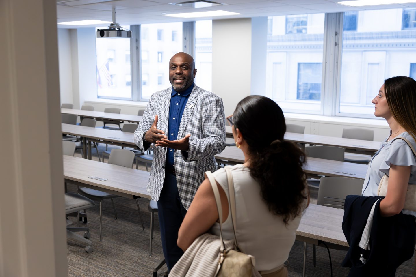 Director of Admissions Elliot Kerr led a tour of the Center’s facilities for prospective students.