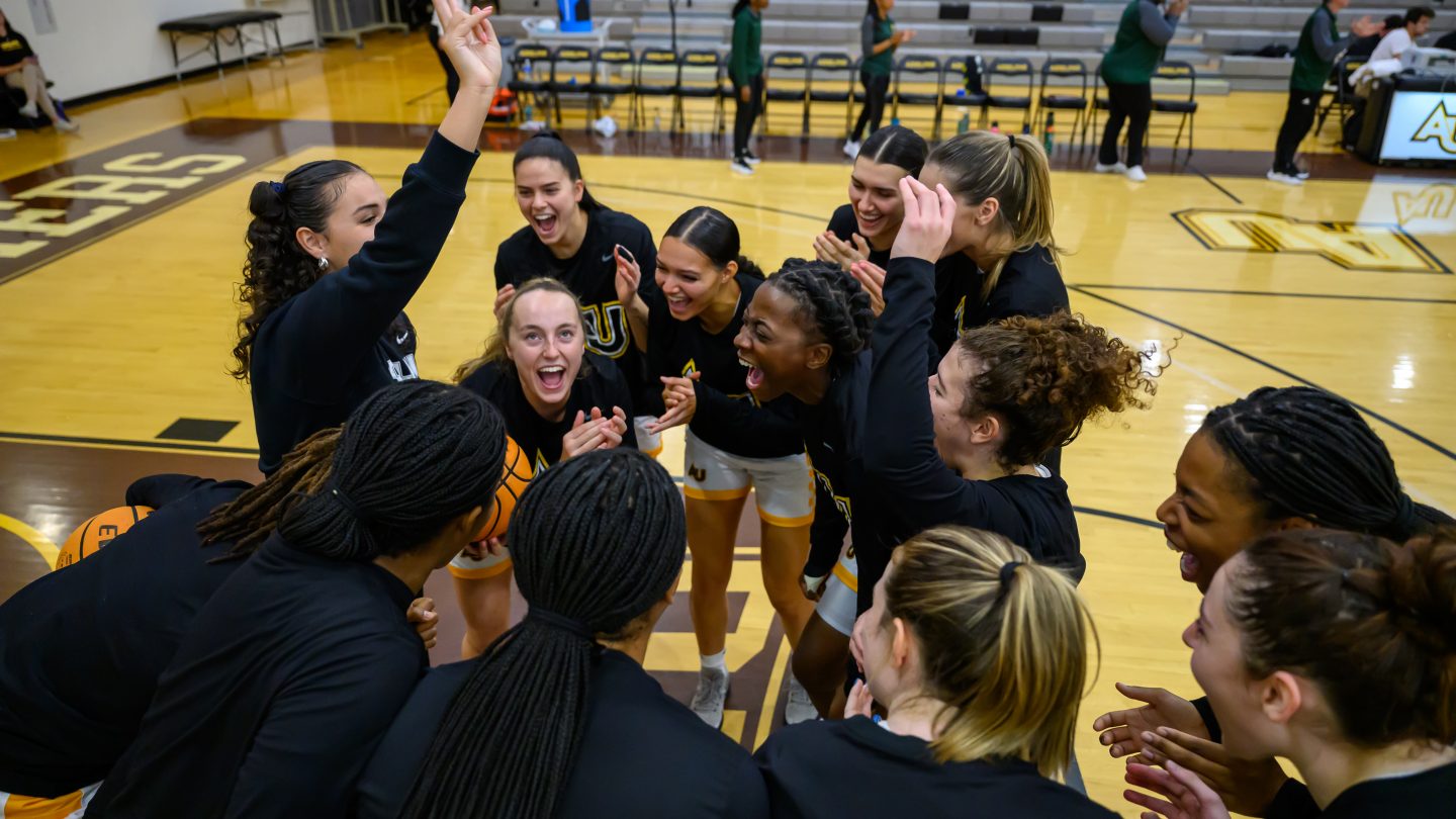Adelphi women's basketball game first half.