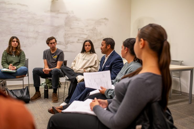 Inside a graduate classroom at Adelphi University.