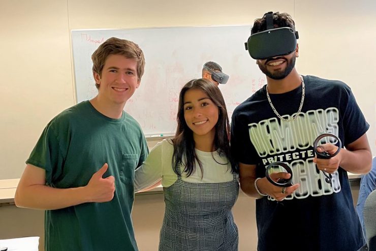 ACM club at Adelphi - club members and friends using VR headsets.