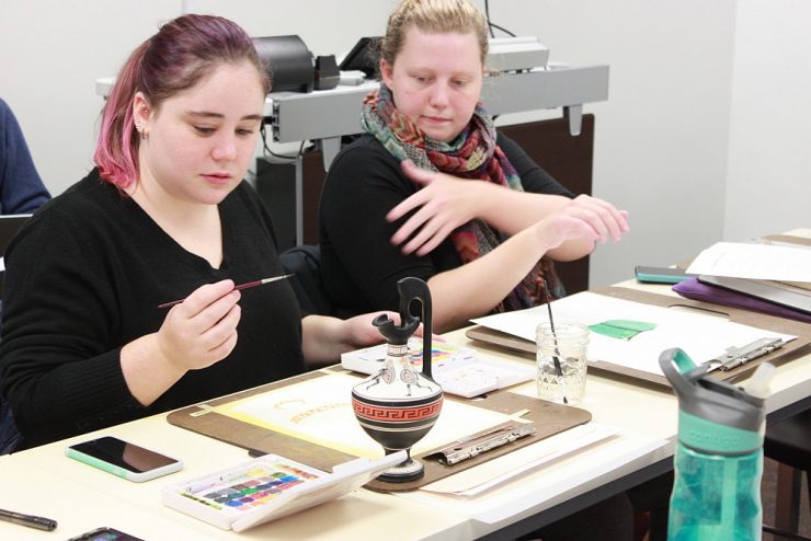Art Meets Science: Adelphi students create scientific drawings of pottery.