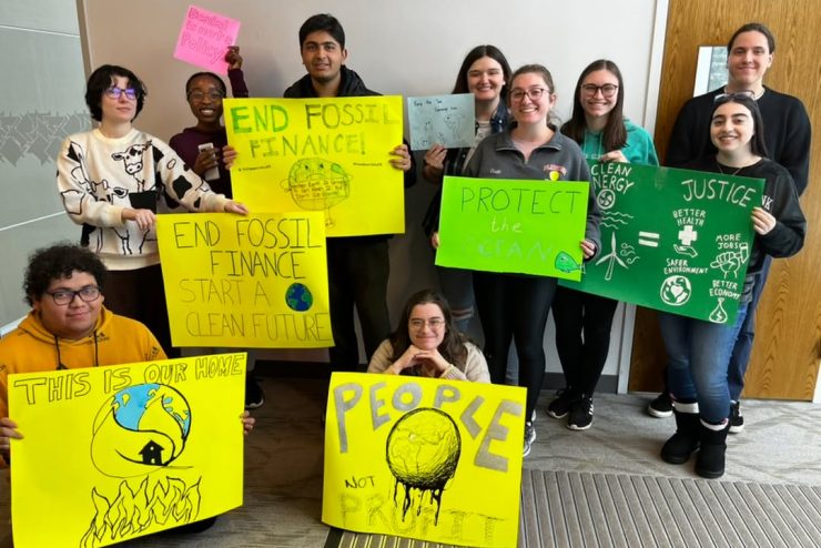 Adelphi students in the EAC club made posters during the climate strike.