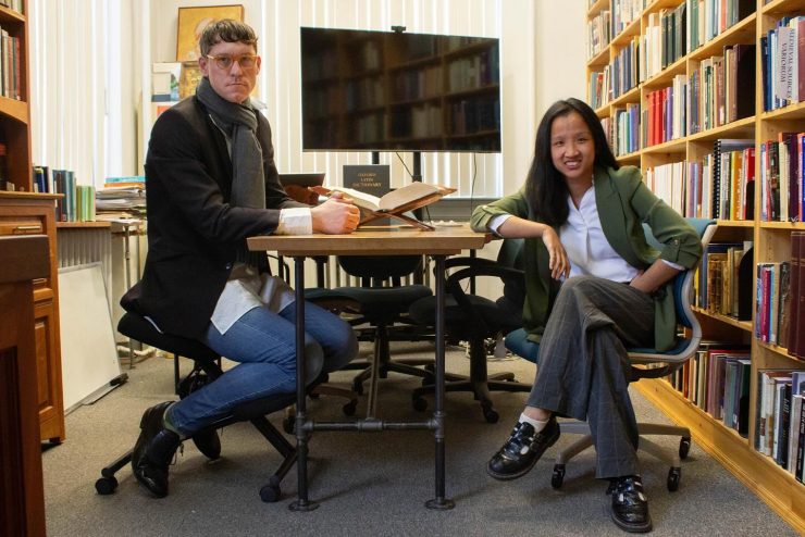 Adelphi Summer Research Fellow Thea Crouch with her academic advisor Dr. Edward Reno.