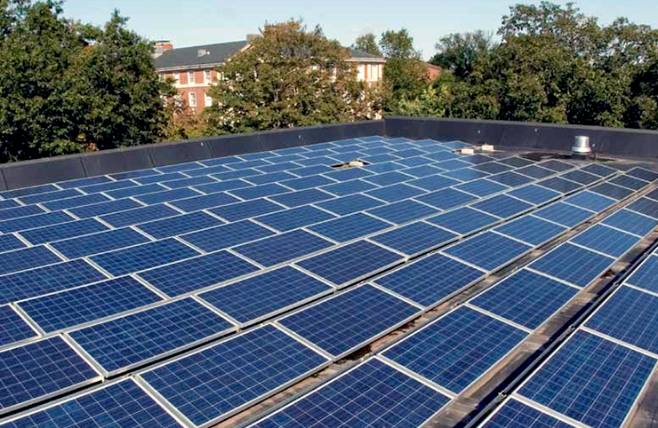 Solar panels were placed on the roof of Swirbul Library.