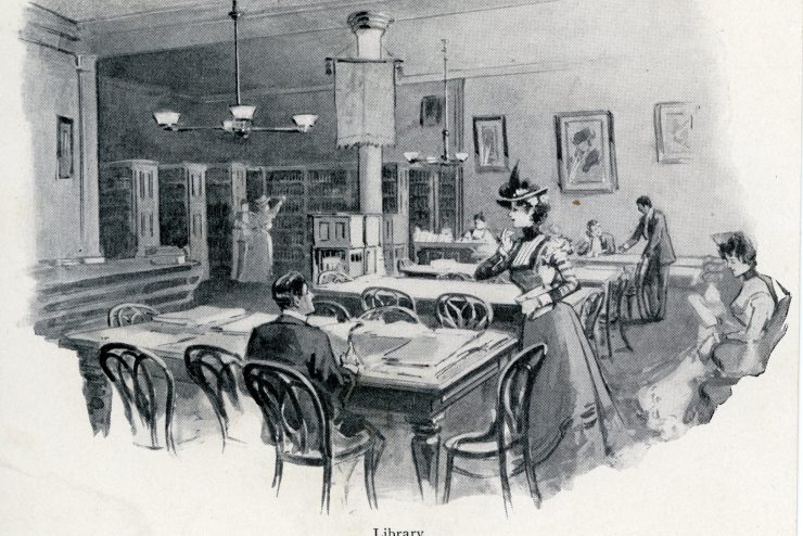 Sketch of Adelphi College Library, 1900