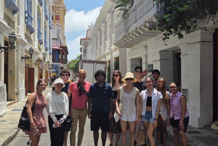 Adelphi language students visiting Santo Domingo, Dominican Republic with their professor.
