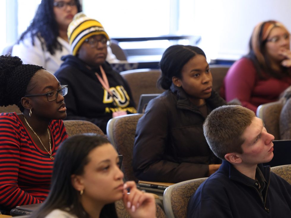 Adelphi students in an African, Black and Caribbean Studies class.