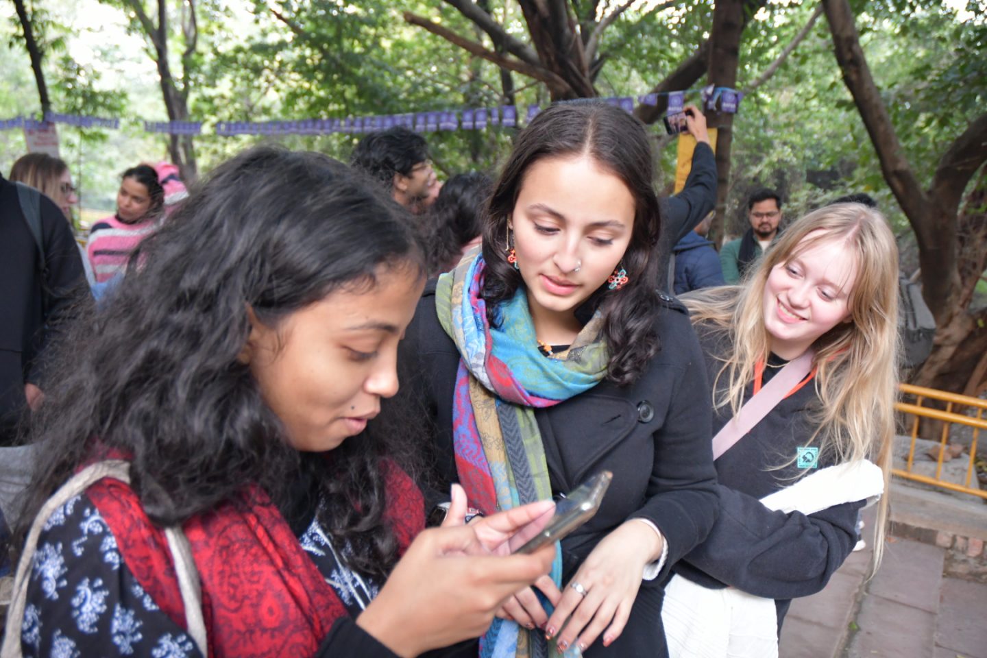 Forming new connections with students at the Jawaharlal Nehru University in Delhi