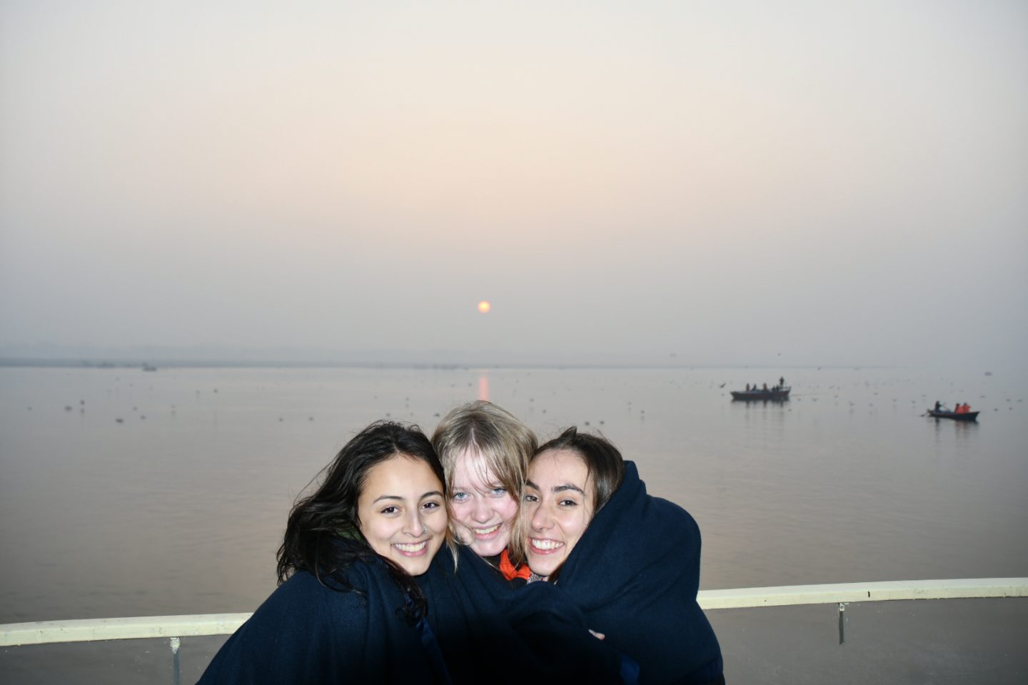 Sunrise at the River Ganga in the holy city of Varanasi