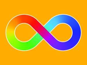 Neurodivergent infinity symbol. Rainbow colors