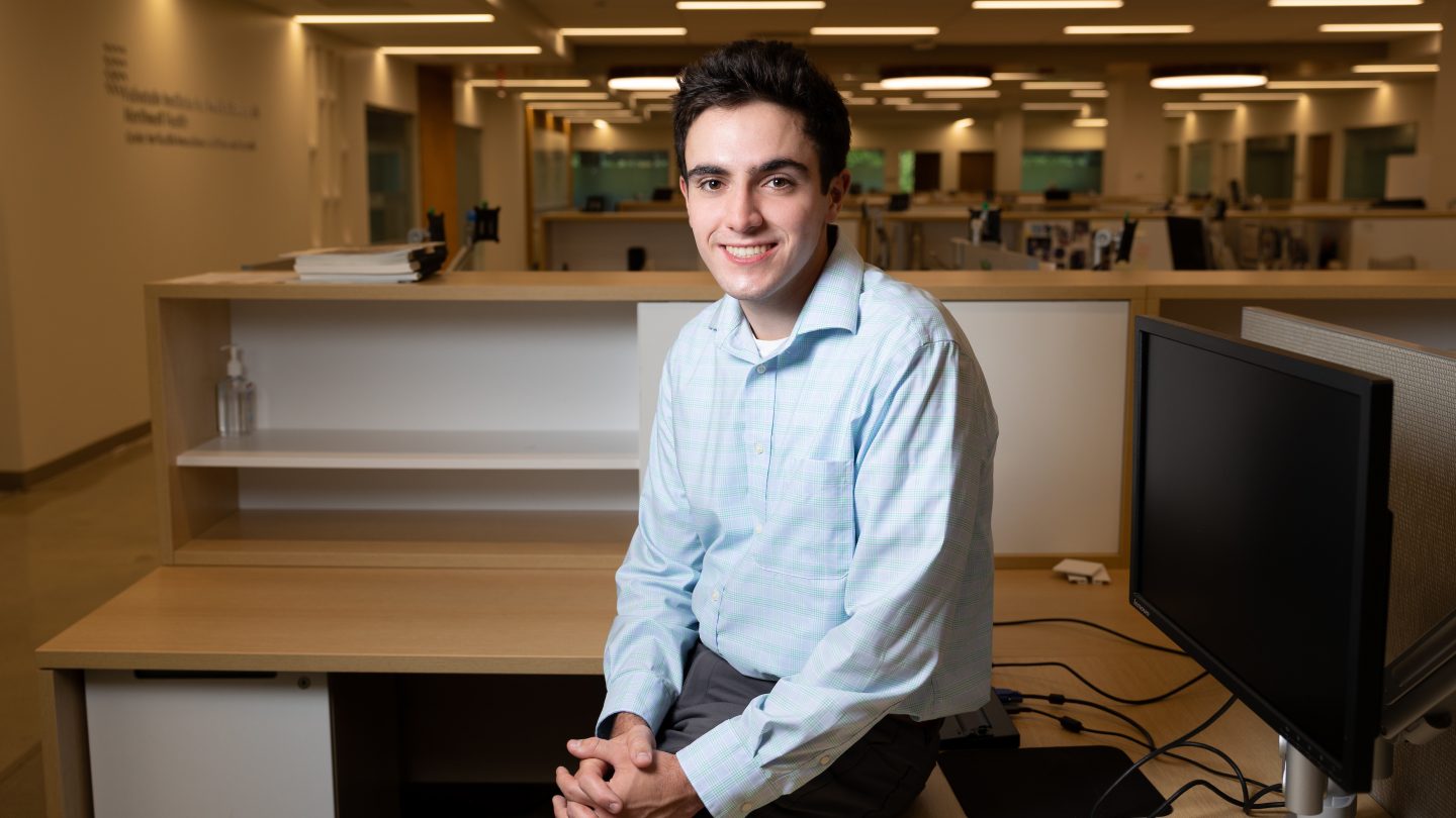 Kevin Carratu working at the Feinstein Institute