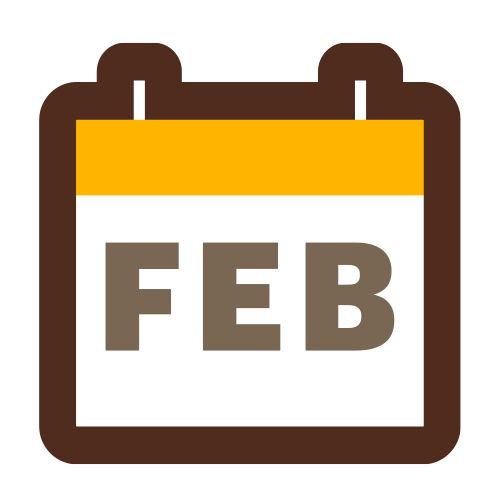 Calendar showing the month of February