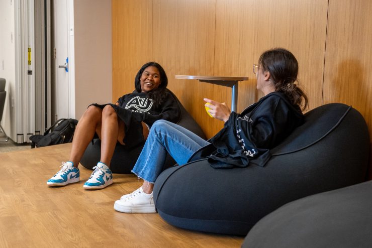 Students hanging out in the Multicultural Center at Adelphi