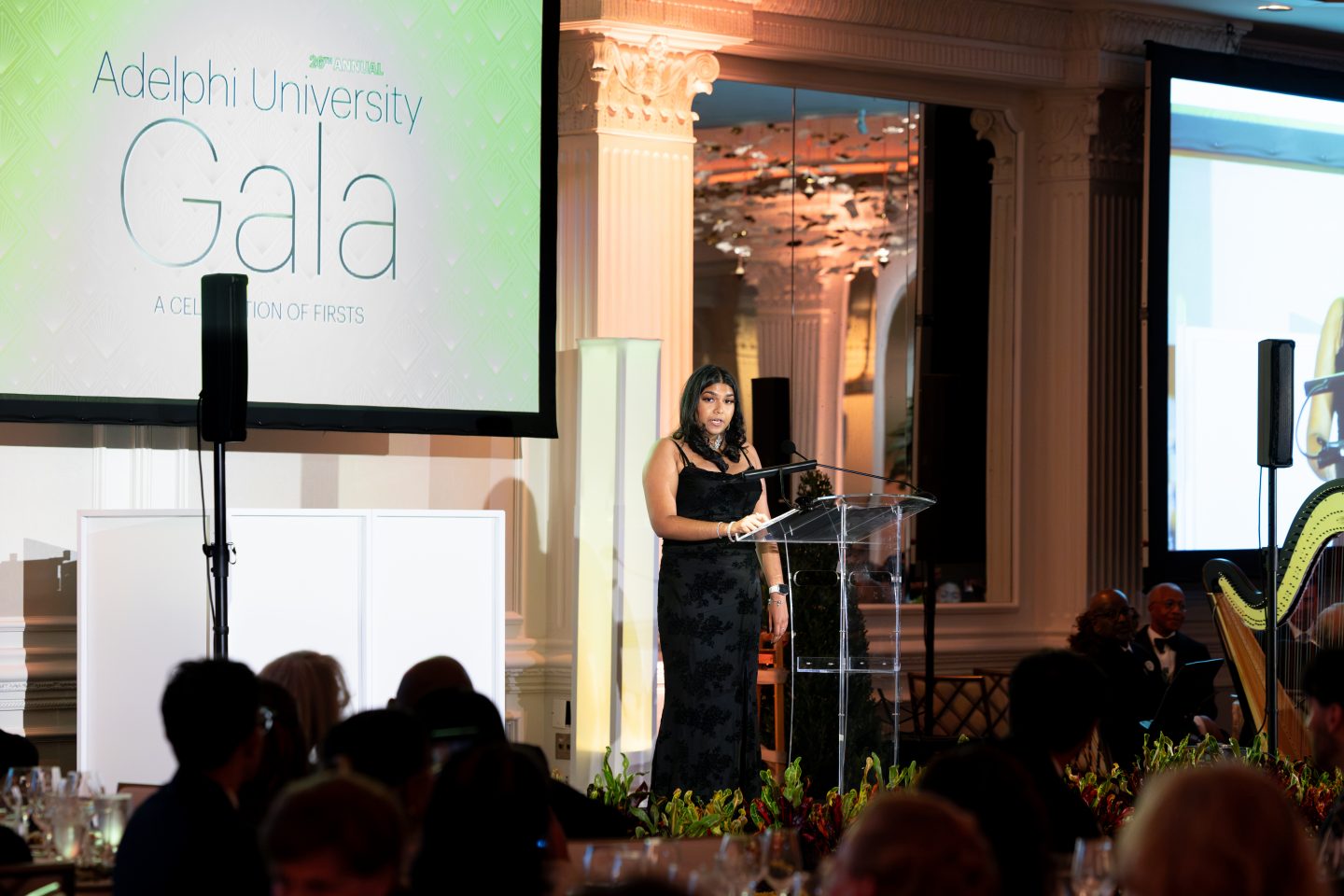 Liana Esau, a junior nursing student and first-generation scholar, shares what her Adelphi experience means to her family at the 26th Annual Adelphi University Gala—A Celebration of Firsts.
