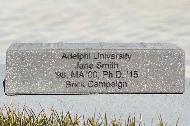 Adelphi Brick Fundraiser: Shows an example of the engraved brick