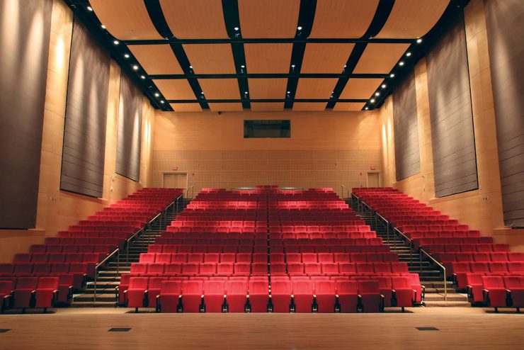 Concert Hall red seats at the Adelphi University PAC