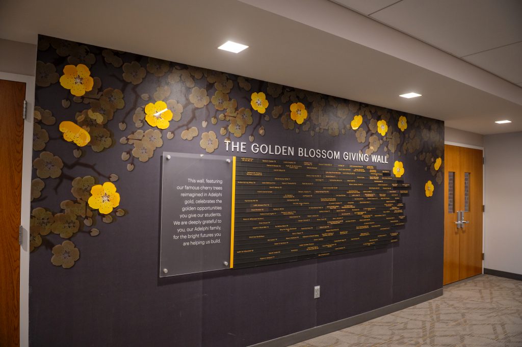 Adelphi University's Ruth S Harley University Center donor wall