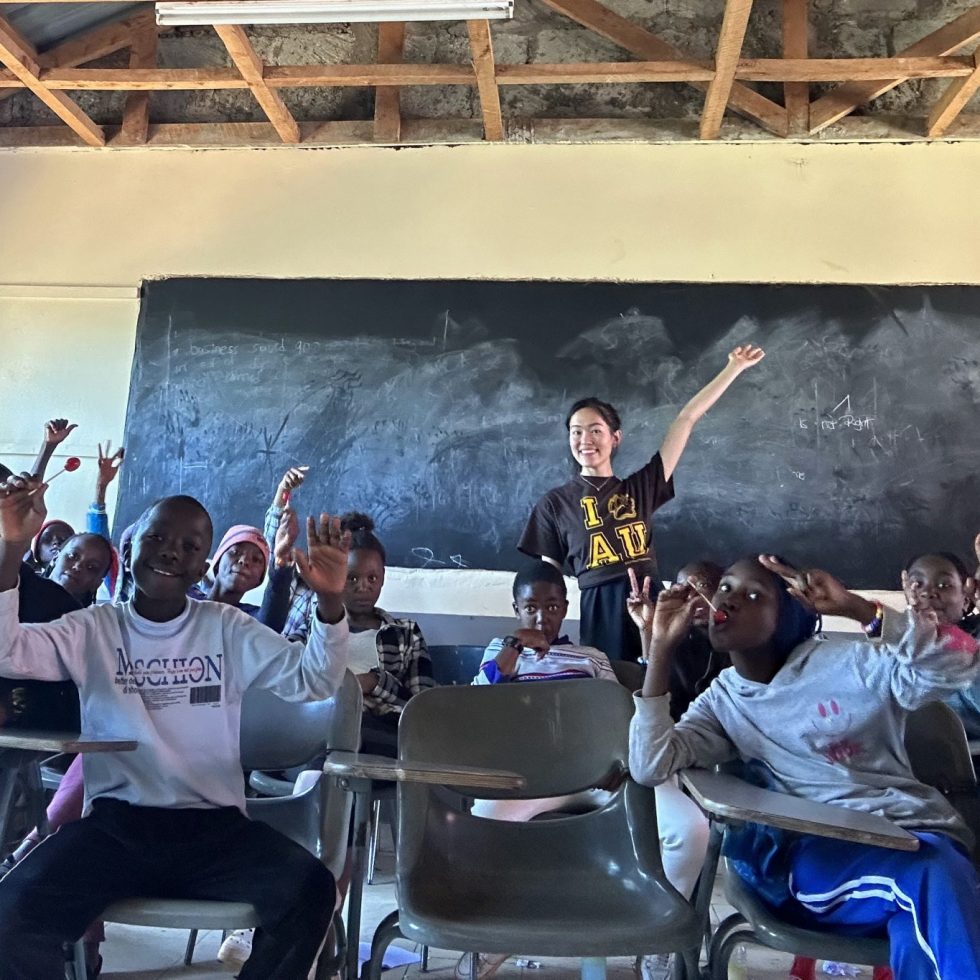 Adelphi students led classes on at the Caroline School in Wangige, Kenya.