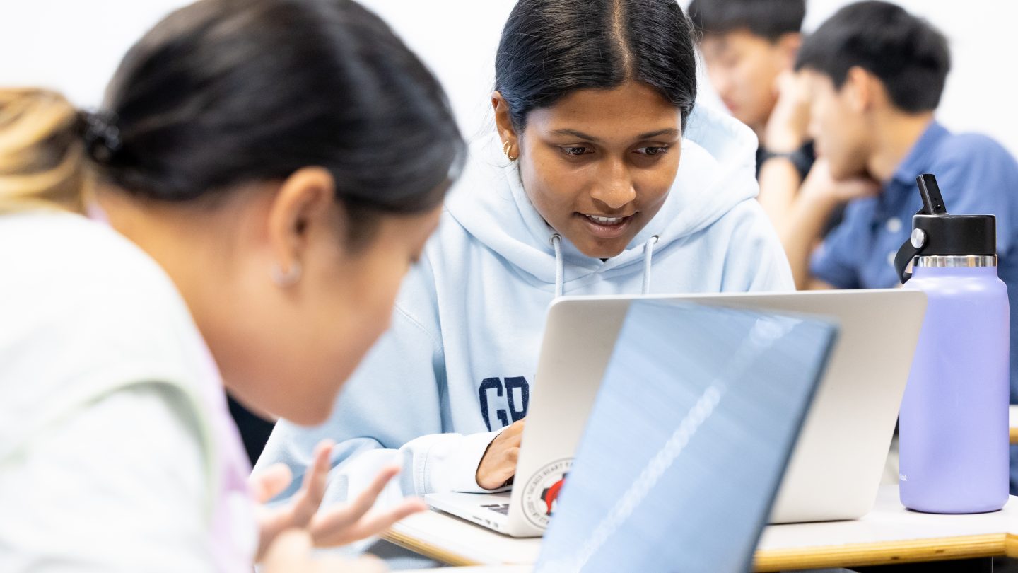 Young girls in STEM activities at Adelphi