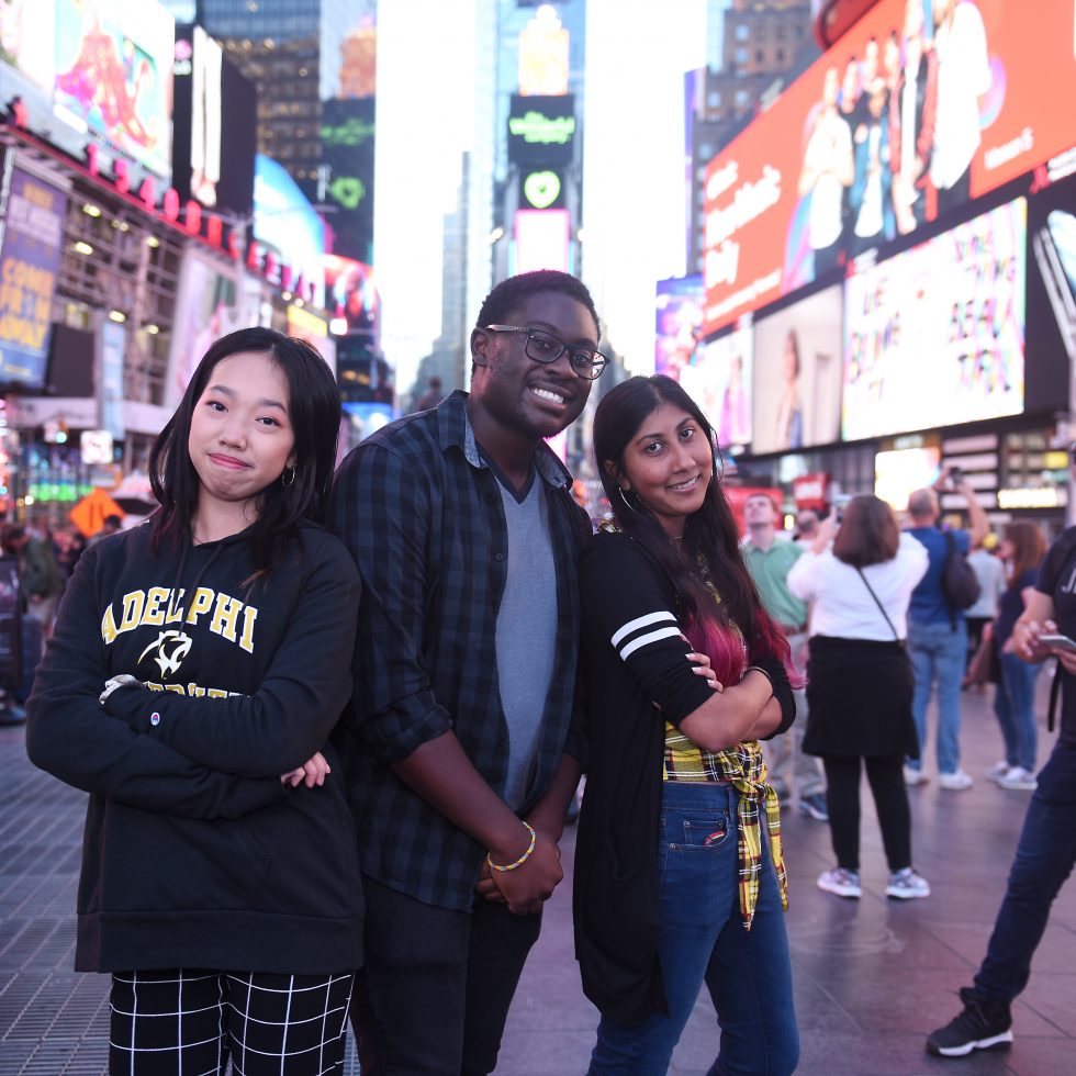 Adelphi University honors students in Time Square in NYC.