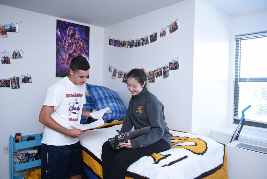 Honors College Suite: Two friends studying together
