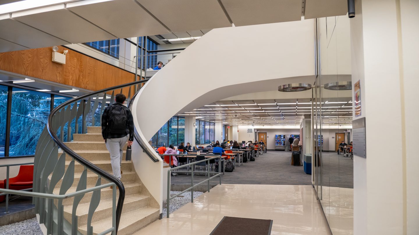 Up the majestic spiral staircase in Swirbul Library, dubbed “An Ascent to Knowledge” by its designer Richard J. Neutra.