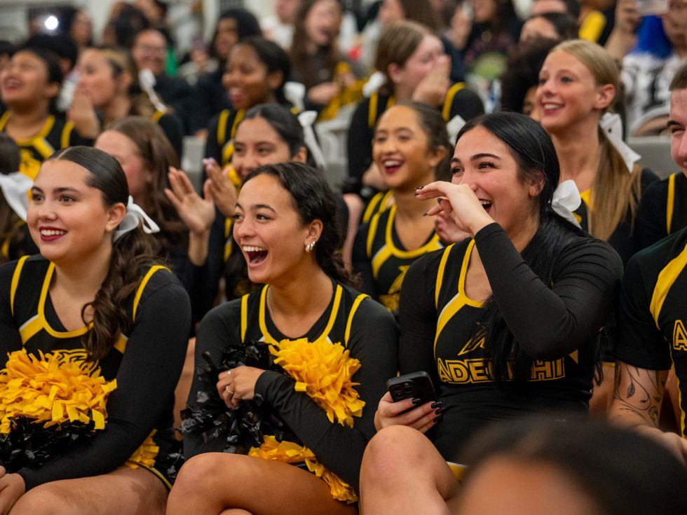 Adelphi Cheerleaders during Panther Madness