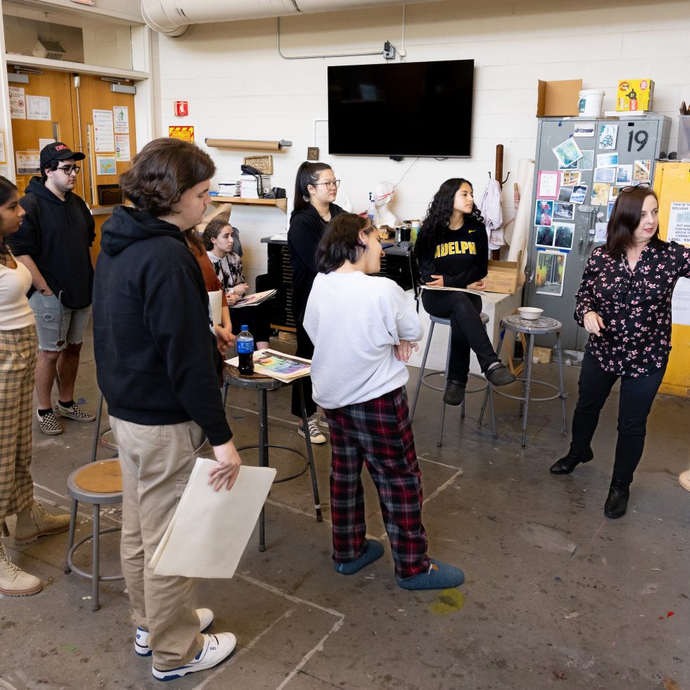 Inside an art studio class with professor-led instruction