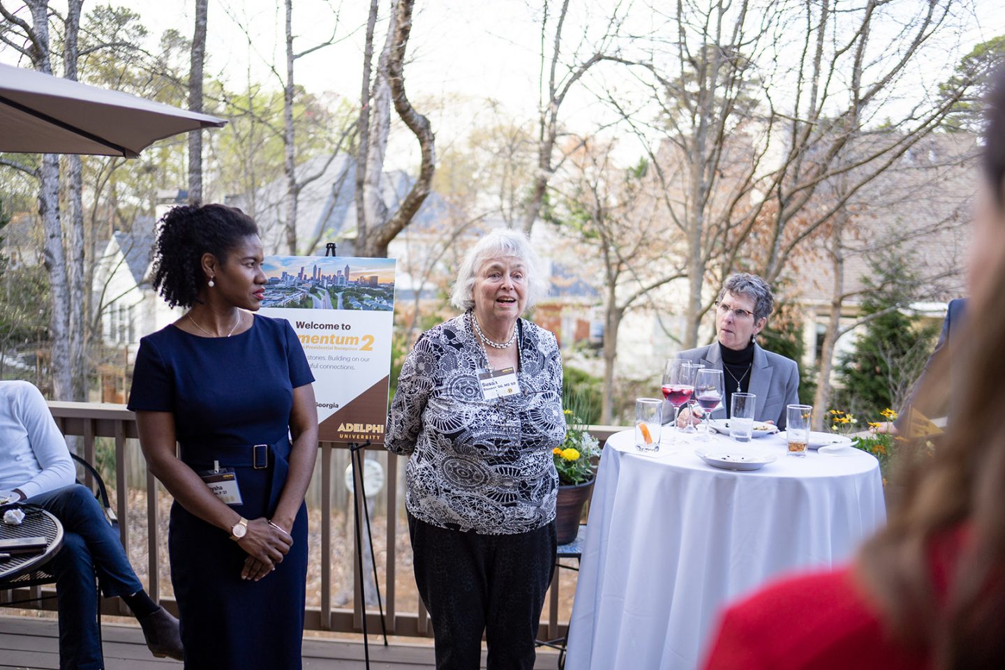 Susan Stevens ‘66, MS ‘68, shares her Adelphi journey with guests.