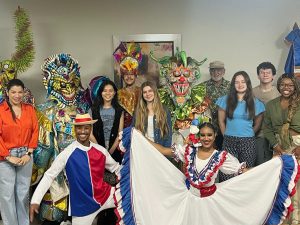 Levermore Global Scholar Fellow Mario Baez joins students and performers exploring the culture of the Dominican Republic through colorful costumes, masks and performances.