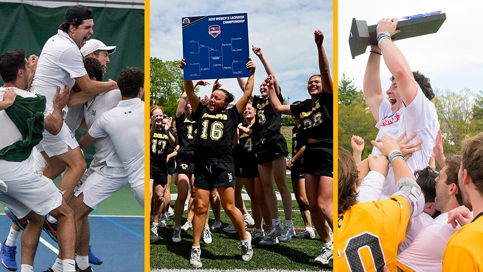 Photo Collage: Panther wins: Adelphi University men's tennis, women's lacrosse and men's lacrosse all won their NE10 championship games.