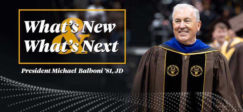 Michael Balboni walking at Adelphi Commencement