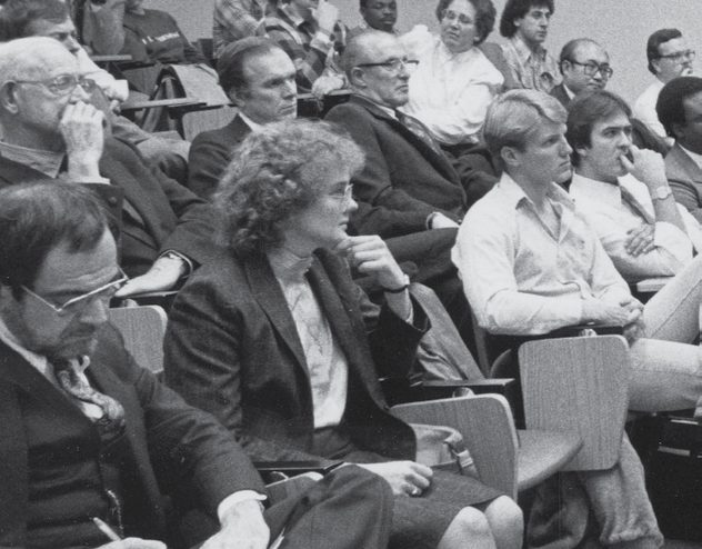 Inside an Adelphi University classroom, 1970s, black and white