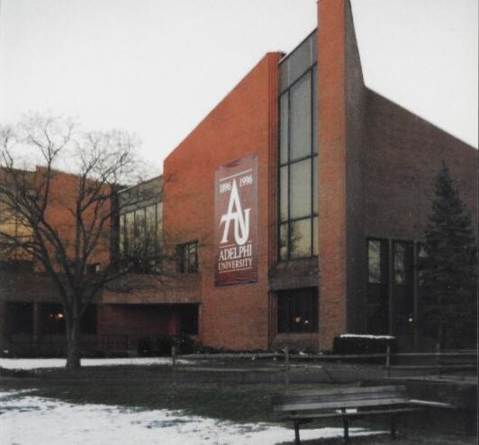 The Adelphi UC in the late 90s. The banner on the building reads 1896-1996
