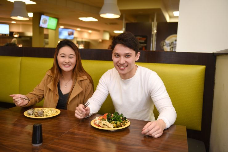 Students eating in Post Hall.