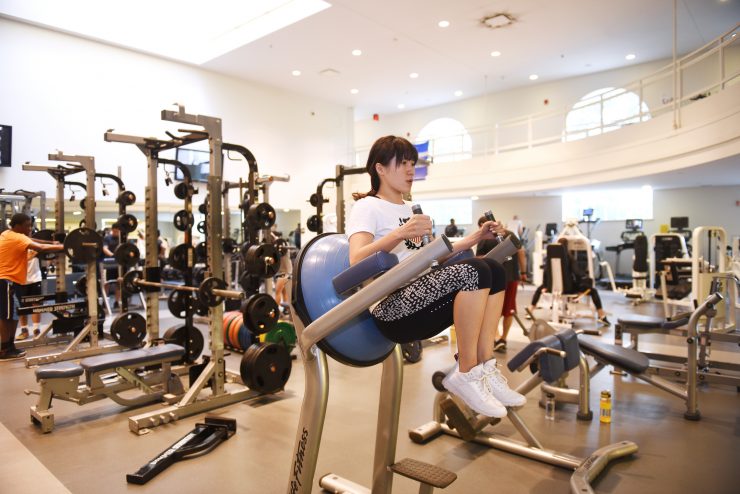 A view of the fitness center at Adelphi's Garden City Campus