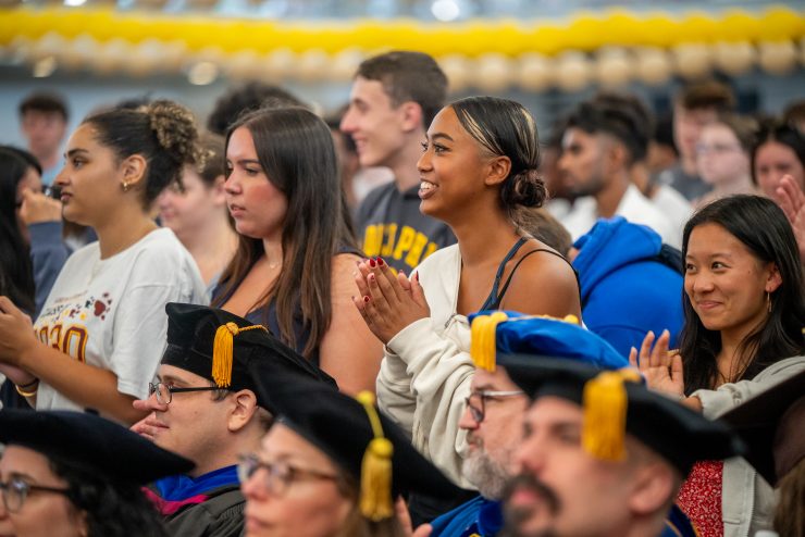 Adelphi students together smiling at Matriculation