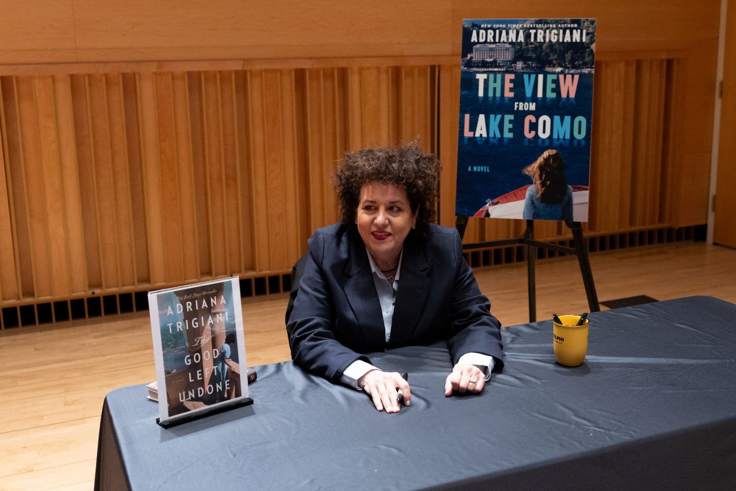 Best-selling author Adriana Trigiani signs her most recent book, View from Lake Como.