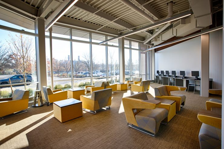 Seating area in the student lounge on the first floor of the the UC