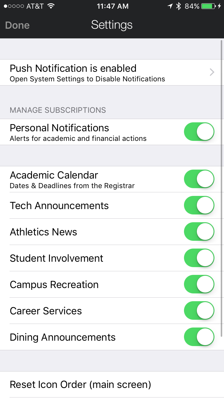au2go mobile app adelphi university turn off push notifications