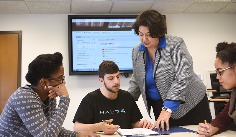 Nathalie Zarisfi of the FCPE at Adelphi at work.