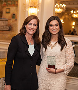 Lisa Marino, 1st Place Senior Award Winner with President Dr. Christine M. Riordan