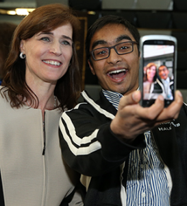 Kazi Rezwan took a selfie with President Riordan on Inauguration Day.