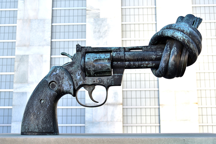 "Non-Violence" (also known as "The Knotted Gun") sculpture at the UN Headquarters in NY