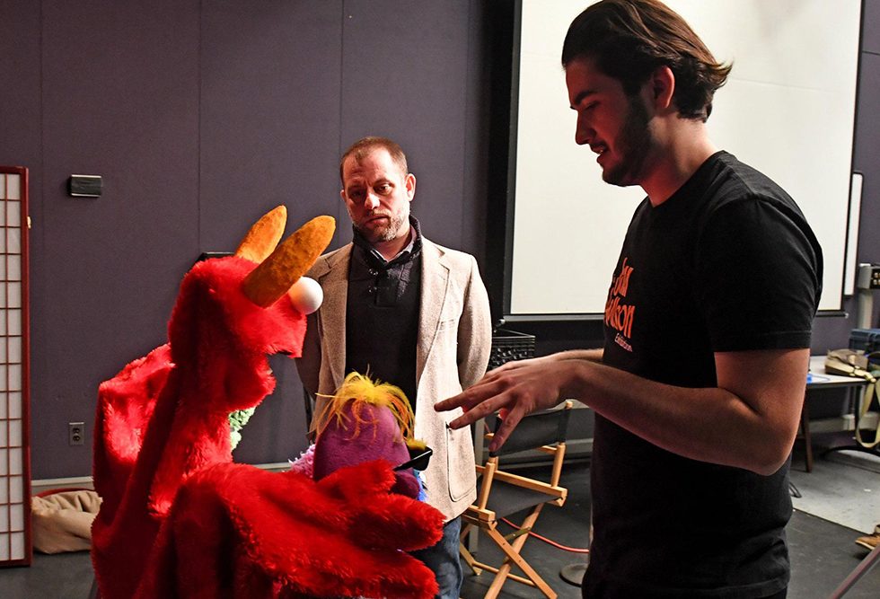 Sebastiano Ricci working with his puppets in class with professor John Drew